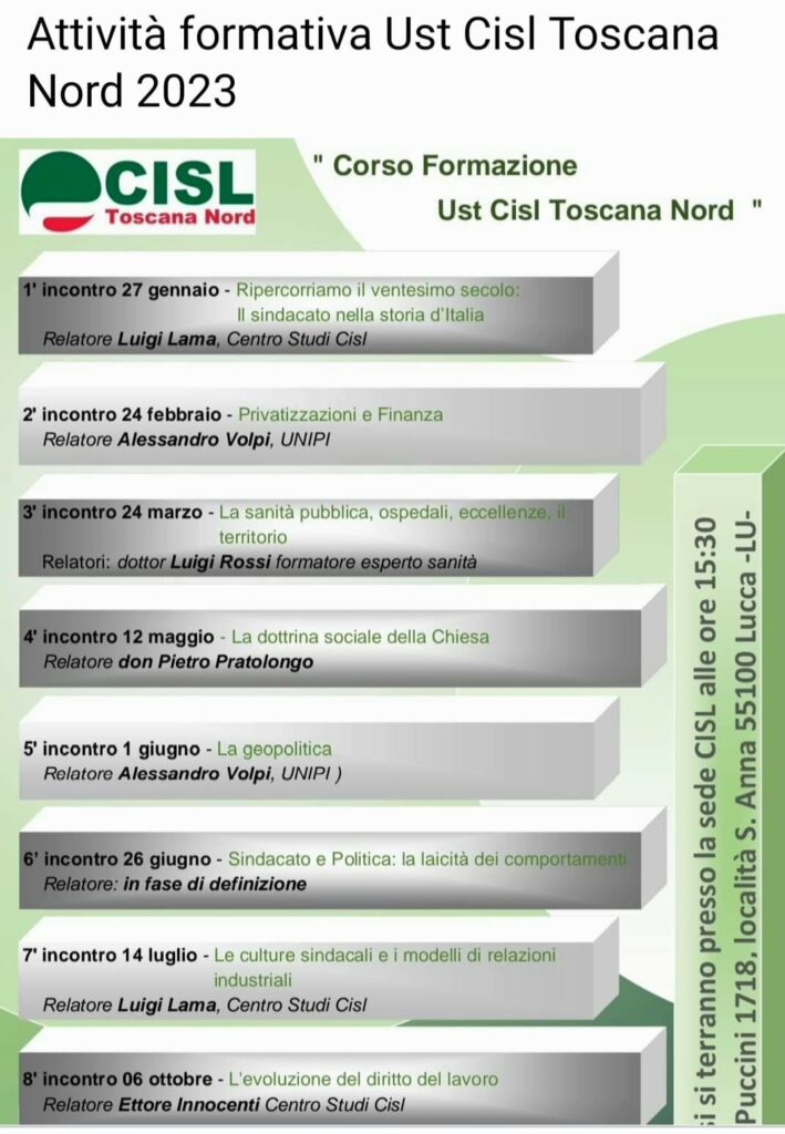 Attività formativa UST Cisl Toscana Nord
